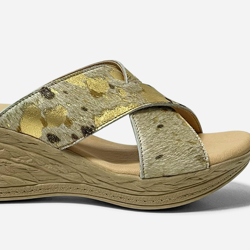 Sandalia Puro Cuero 1004 Dorado