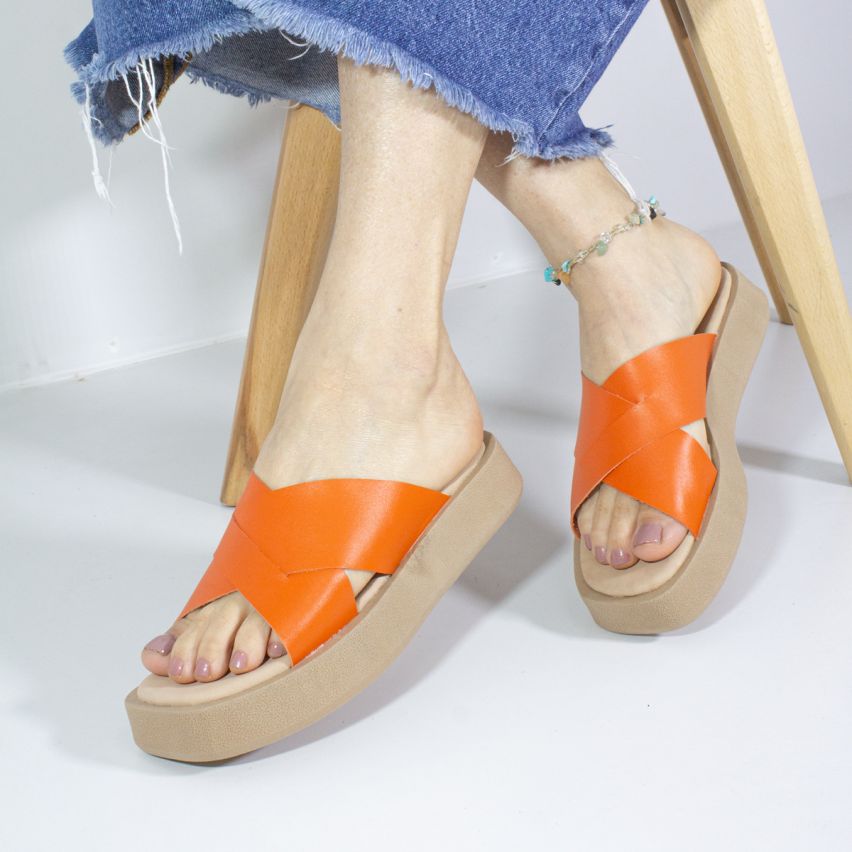 Sandalia Puro Cuero 1004 - NARANJA