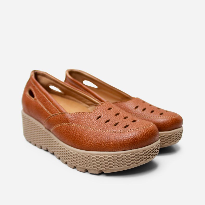 Zapato Puro Cuero 1010 Caramelo