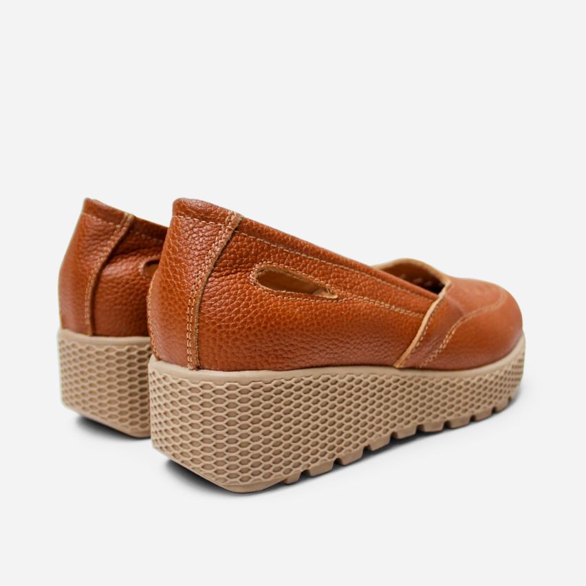 Zapato Puro Cuero 1010 Caramelo
