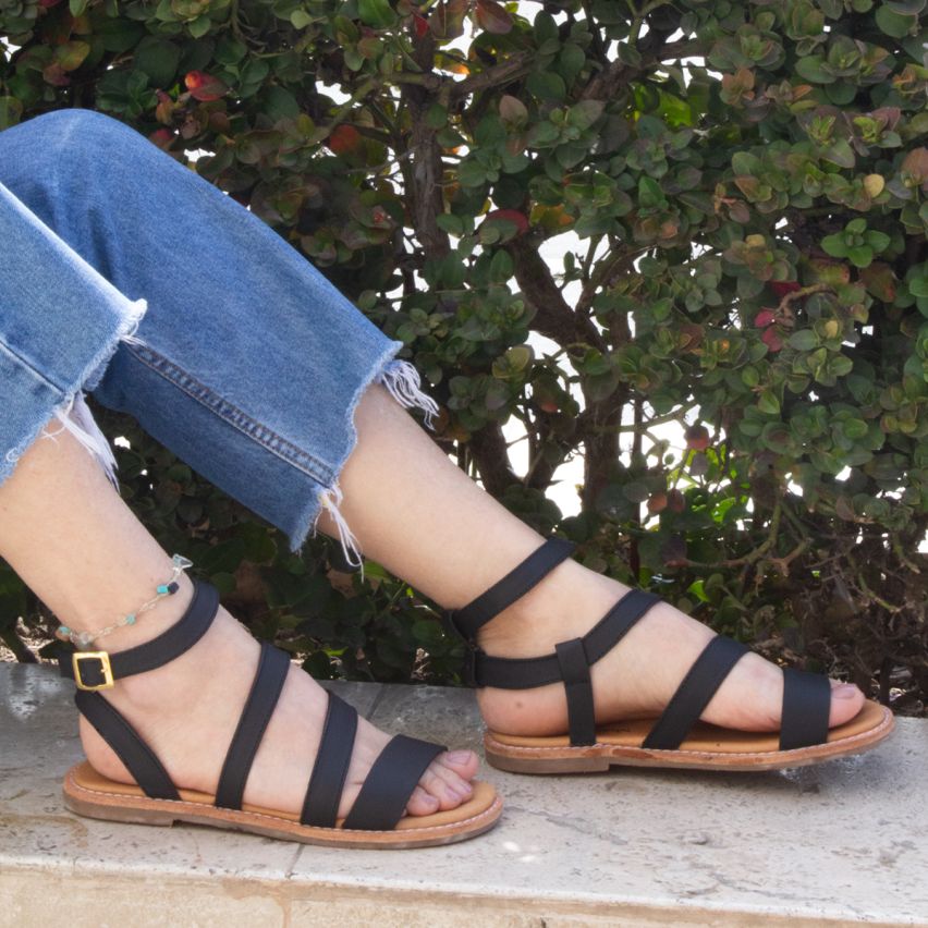 Sandalia Puro Cuero 1020 - NEGRO