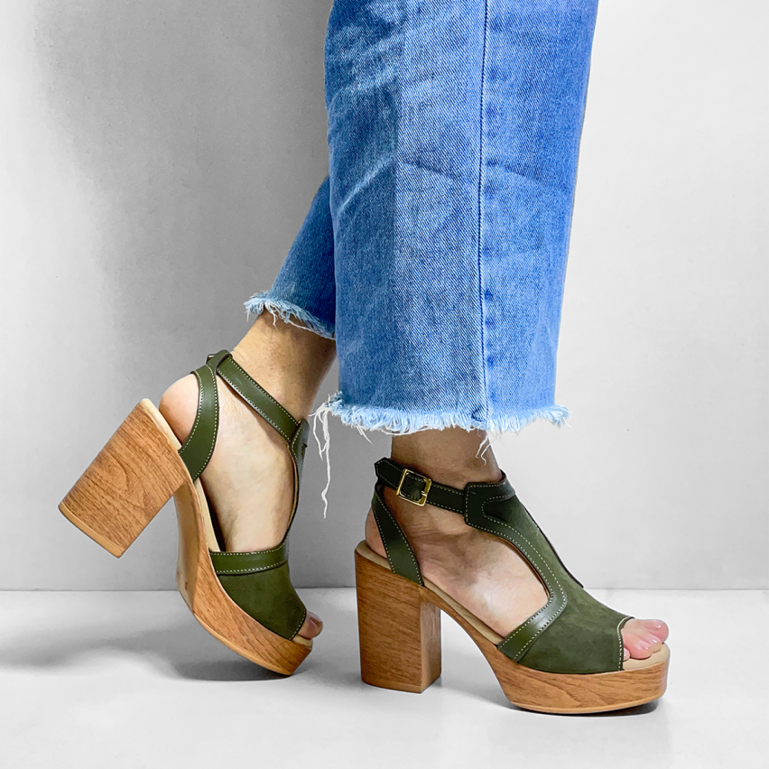 Sandalia Puro Cuero 1024 Verde