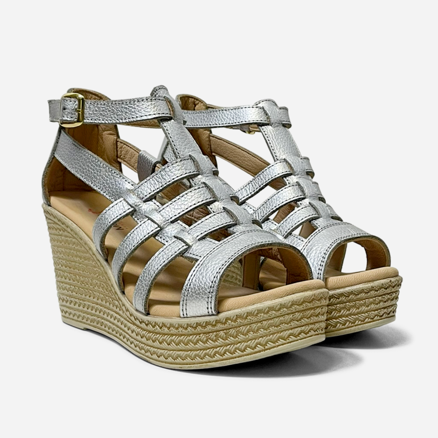 Sandalia Puro Cuero 1026 Plata
