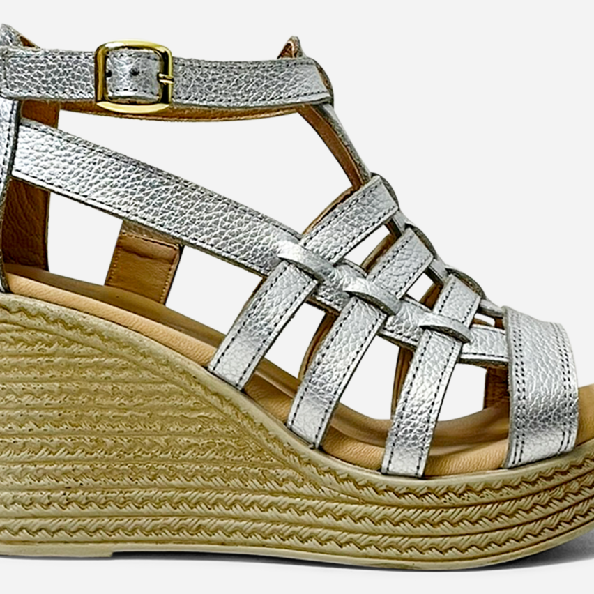 Sandalia Puro Cuero 1026 Plata