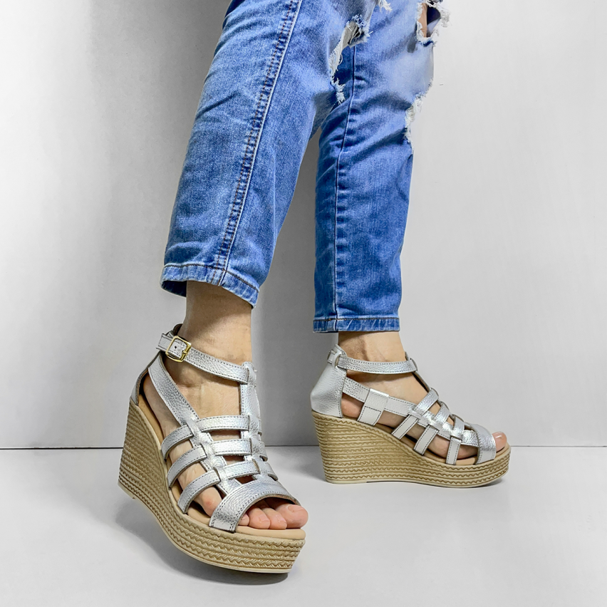 Sandalia Puro Cuero 1026 Plata
