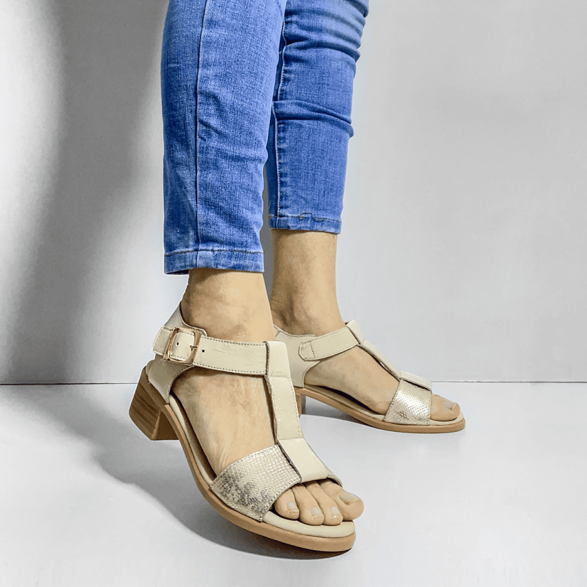 Sandalia Puro Cuero 1027 Beige
