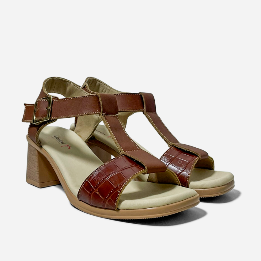 Sandalia Puro Cuero 1027 Caramelo