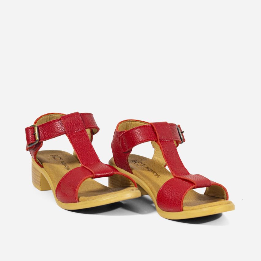 Sandalia Puro Cuero 1027 Rojo