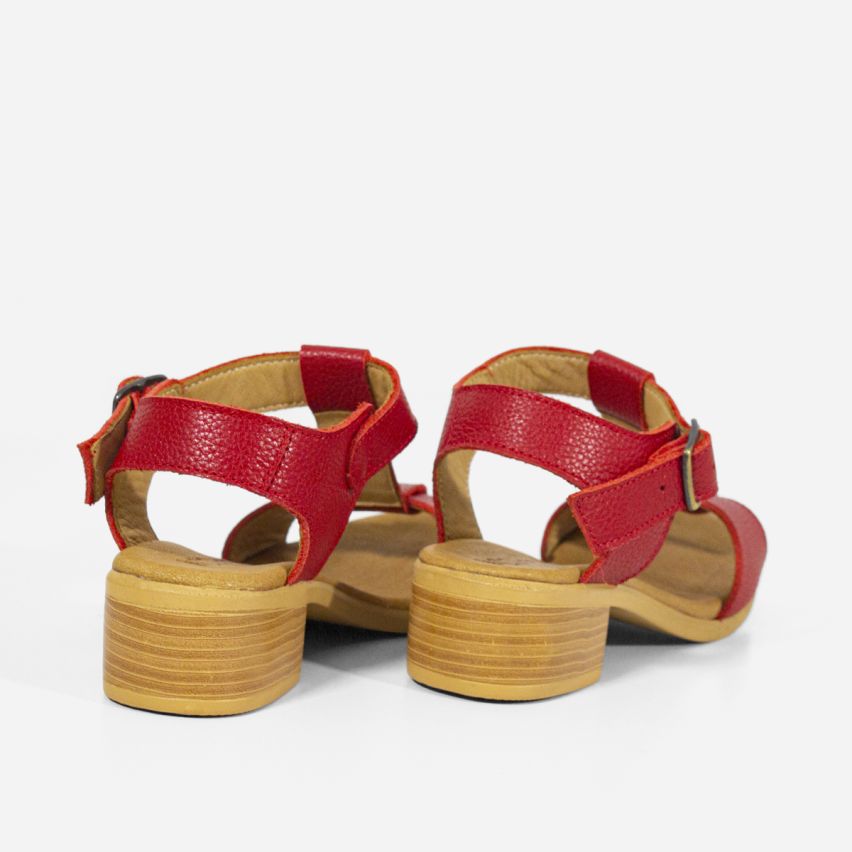 Sandalia Puro Cuero 1027 Rojo