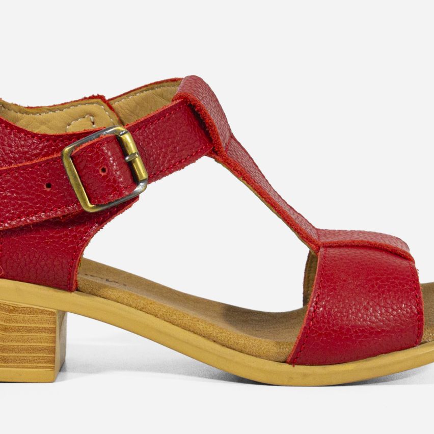 Sandalia Puro Cuero 1027 Rojo