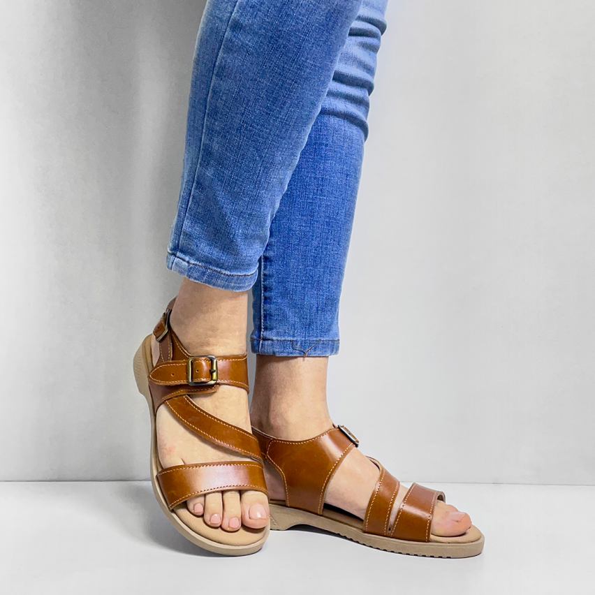 Sandalia Puro Cuero 1031 Caramelo