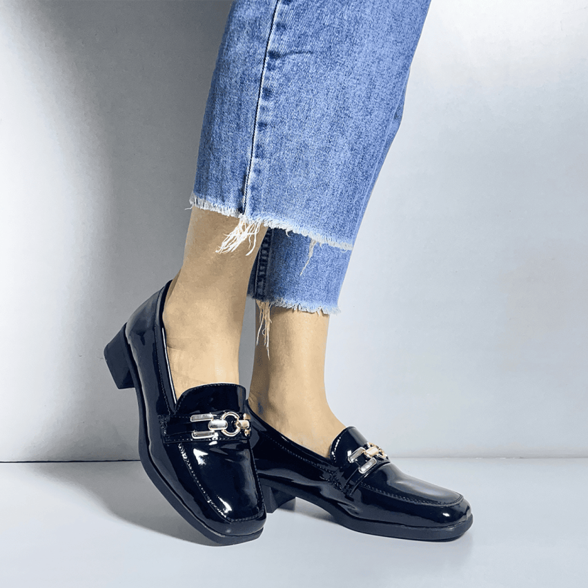 Mocasín Puro Cuero 1067 Negro Charol