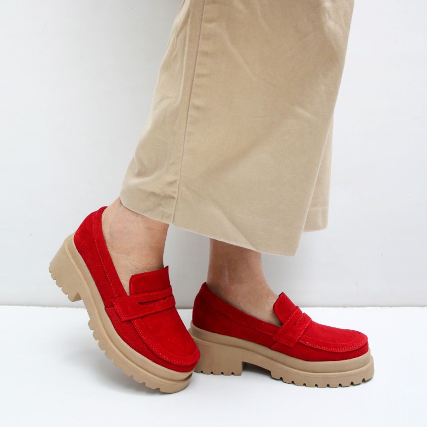 Mocasín Puro Cuero 1067 Rojo