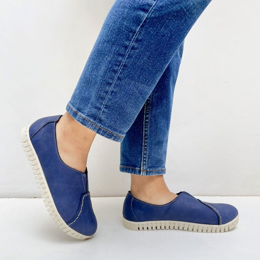 Mocasín Puro Cuero 1079 Azul