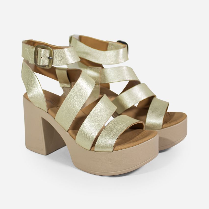 Sandalia Puro Cuero  1020 - Dorado