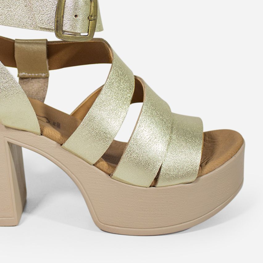Sandalia Puro Cuero  1020 - Dorado
