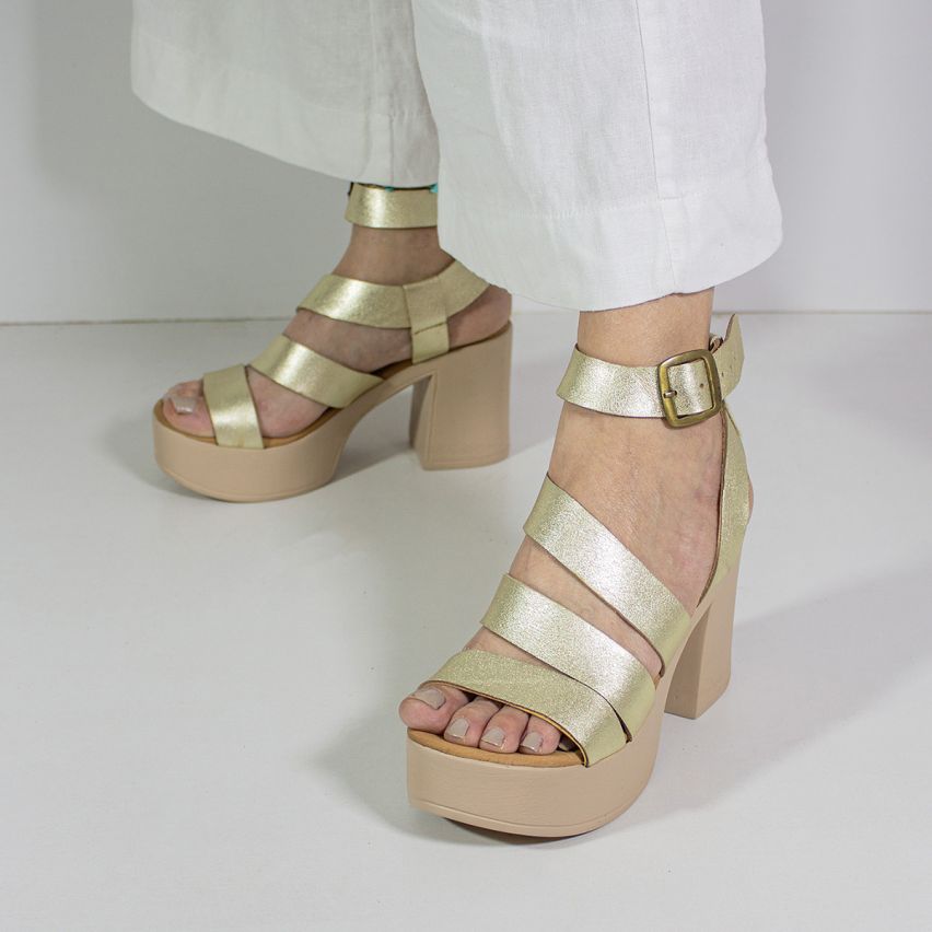 Sandalia Puro Cuero  1020 - Dorado
