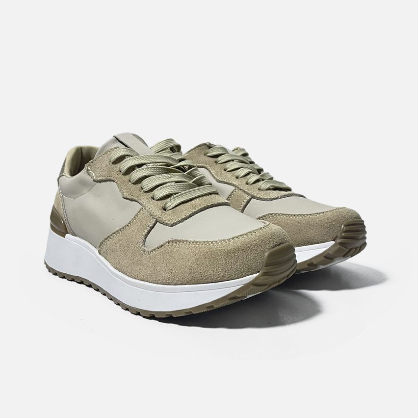 Zapatilla De Puro Cuero 1102beige 
