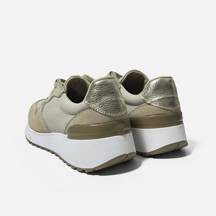 Zapatilla De Puro Cuero 1102beige 