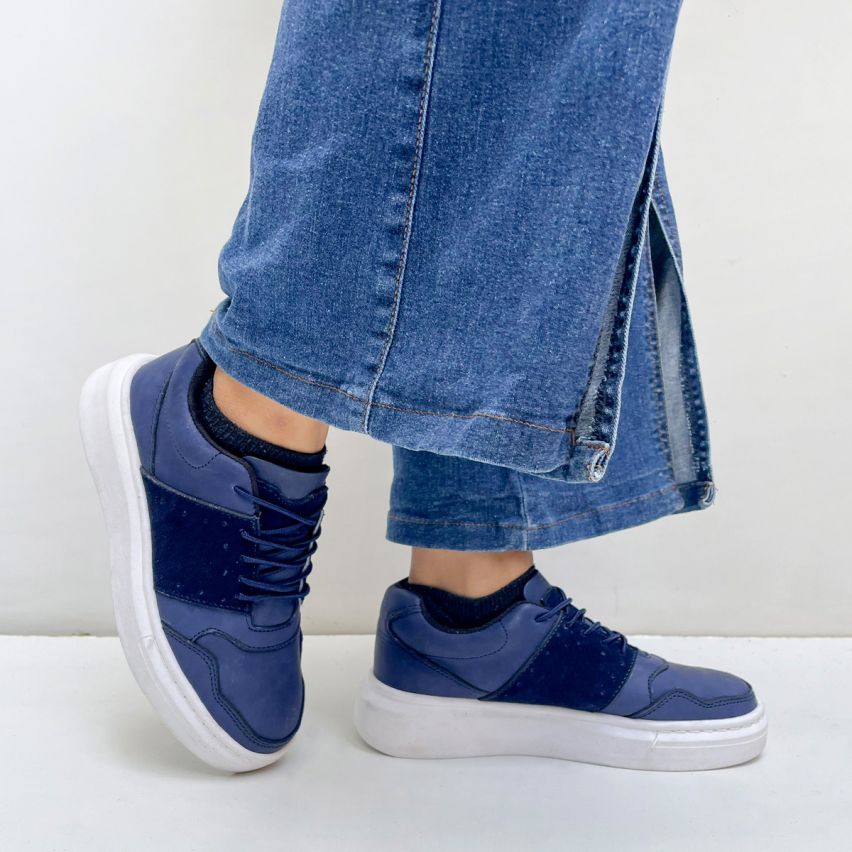 Zapatilla Puro Cuero 1109 Azul