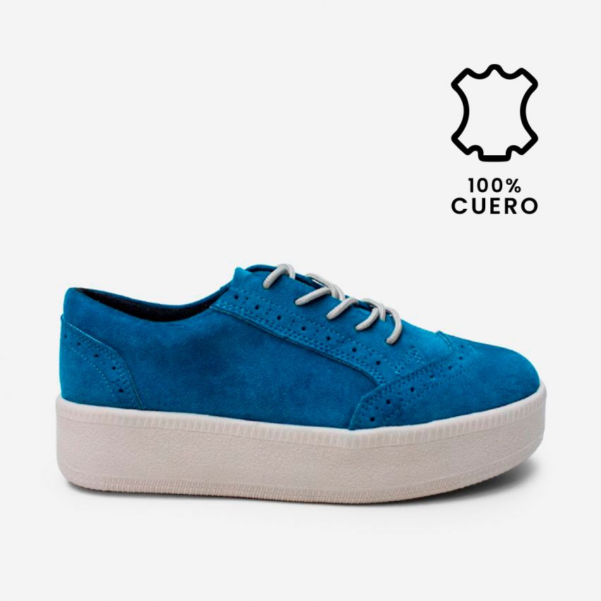 Zapatilla Puro Cuero 1125 Turquesa