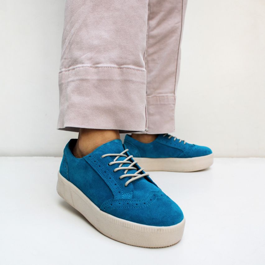 Zapatilla Puro Cuero 1125 Turquesa