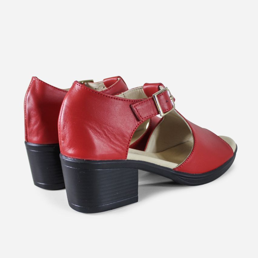 Sandalia Puro Cuero 1130 Rojo
