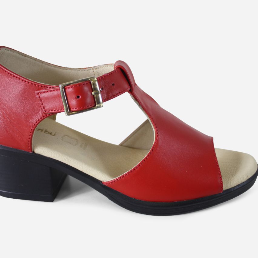 Sandalia Puro Cuero 1130 Rojo