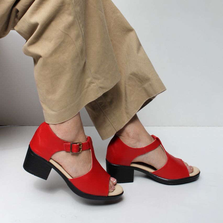 Sandalia Puro Cuero 1130 Rojo