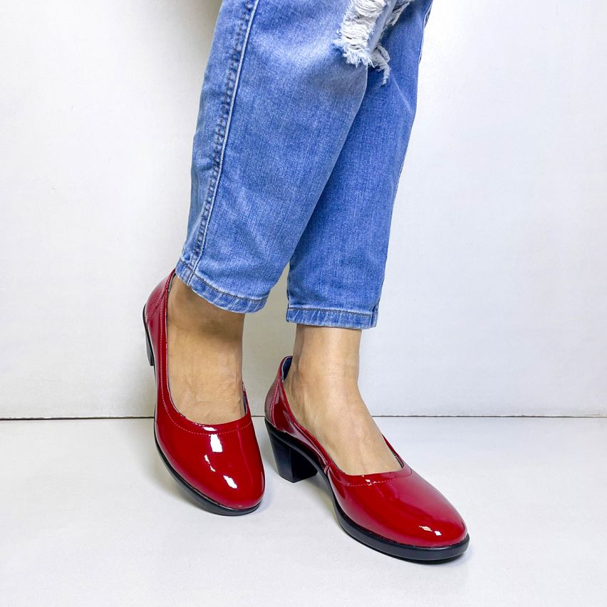 Zapato Puro Cuero 1166 Rojo Charol
