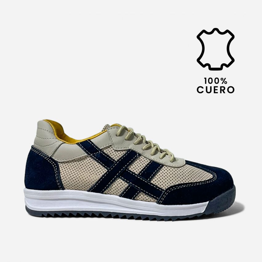 Zapatilla Puro Cuero 1167 Beige/Negro
