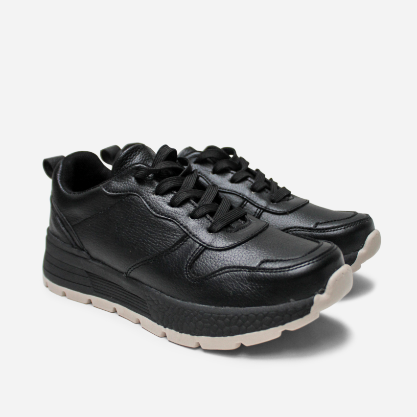 Zapatilla Escolar Puro Cuero 1102-NEG