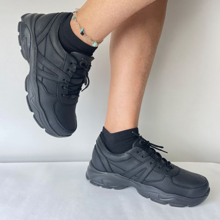 zapatilla  Puro Cuero 787 -  Negro