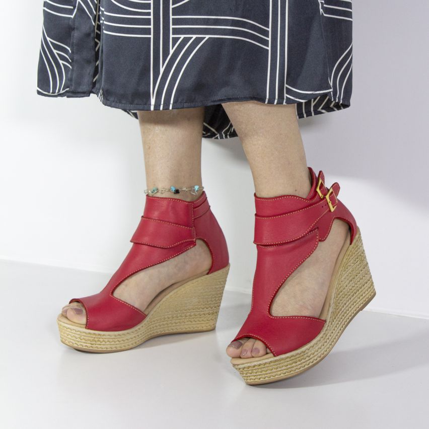 Sandalia Puro Cuero 401 - ROJO