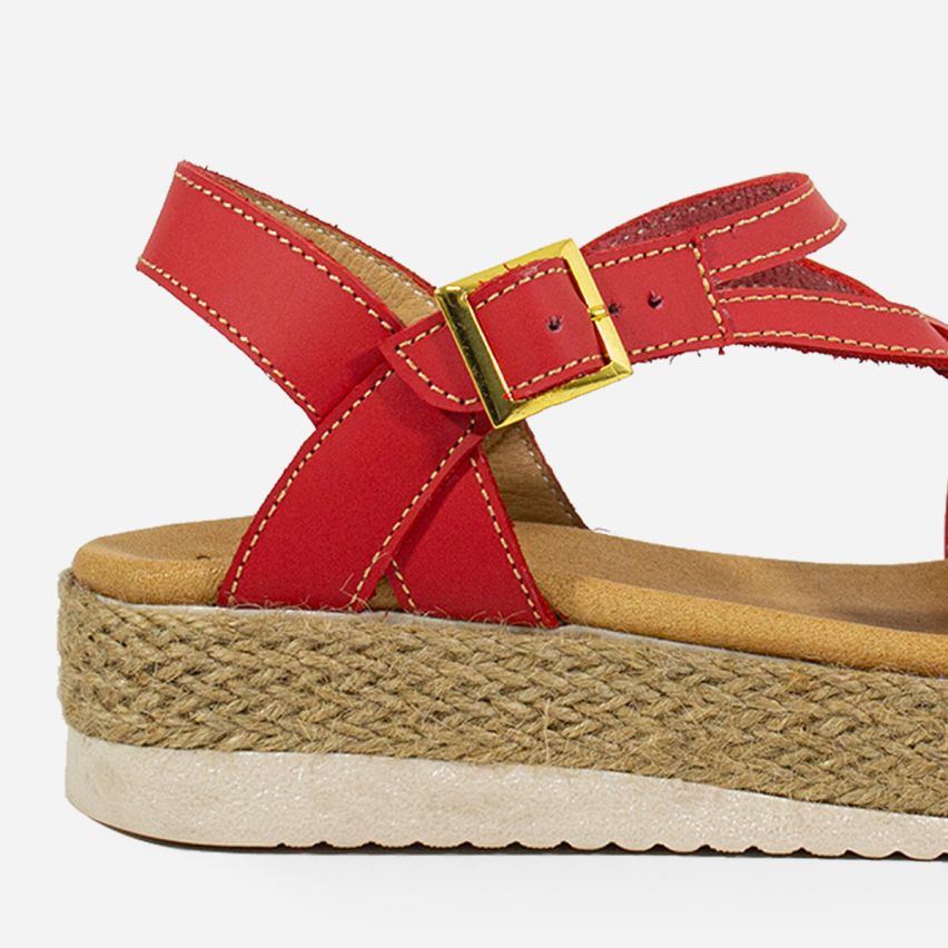 Sandalia Puro Cuero 608 - ROJO