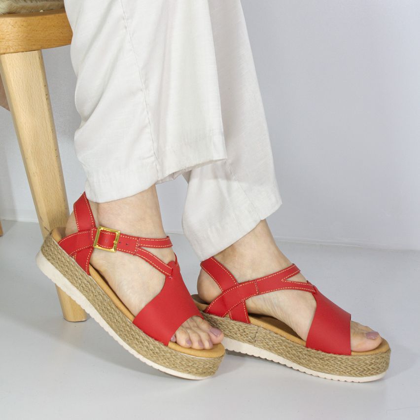 Sandalia Puro Cuero 608 - ROJO