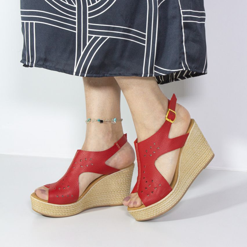 Sandalia Puro Cuero 623 - ROJO