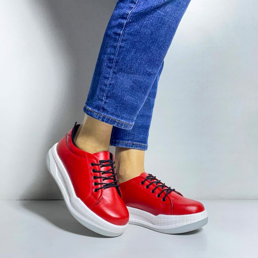 Zapatilla Puro Cuero 656 Rojo PLA