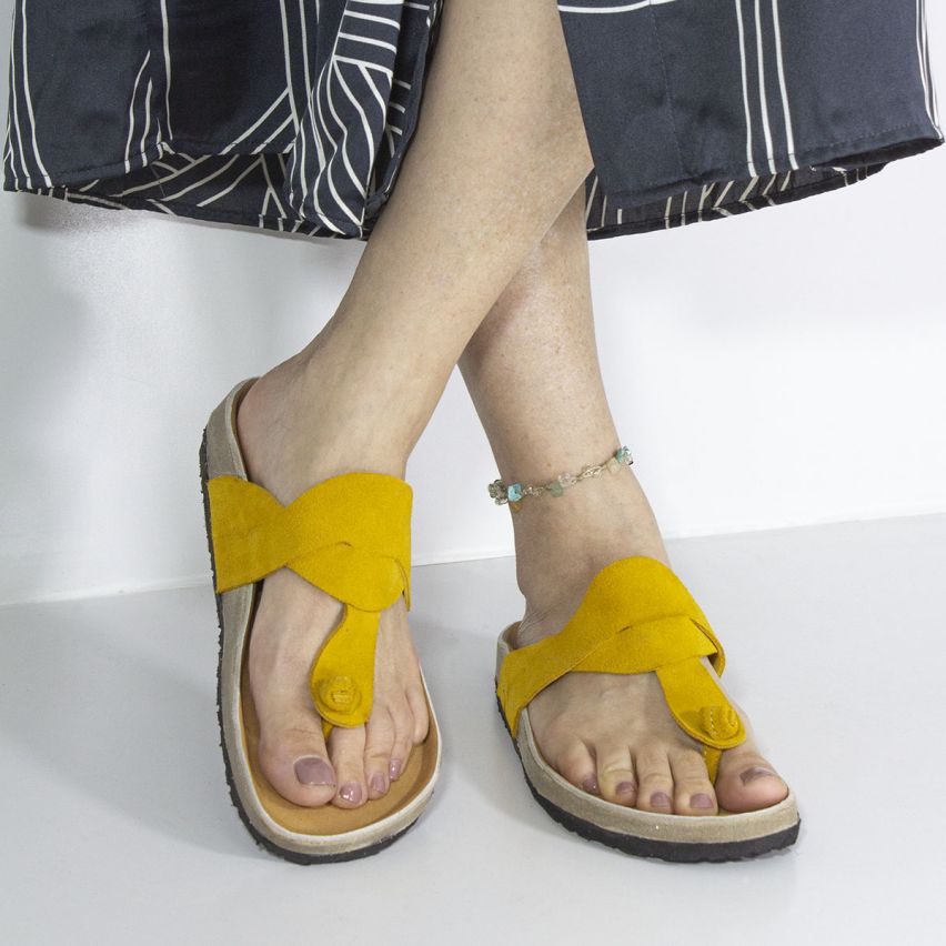 Sandalia Puro Cuero 701 - AMARILLO
