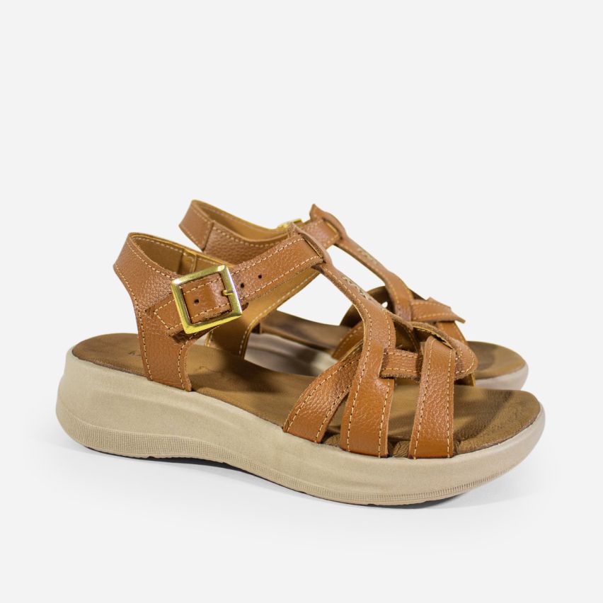 Sandalia Puro Cuero 744 - Caramelo