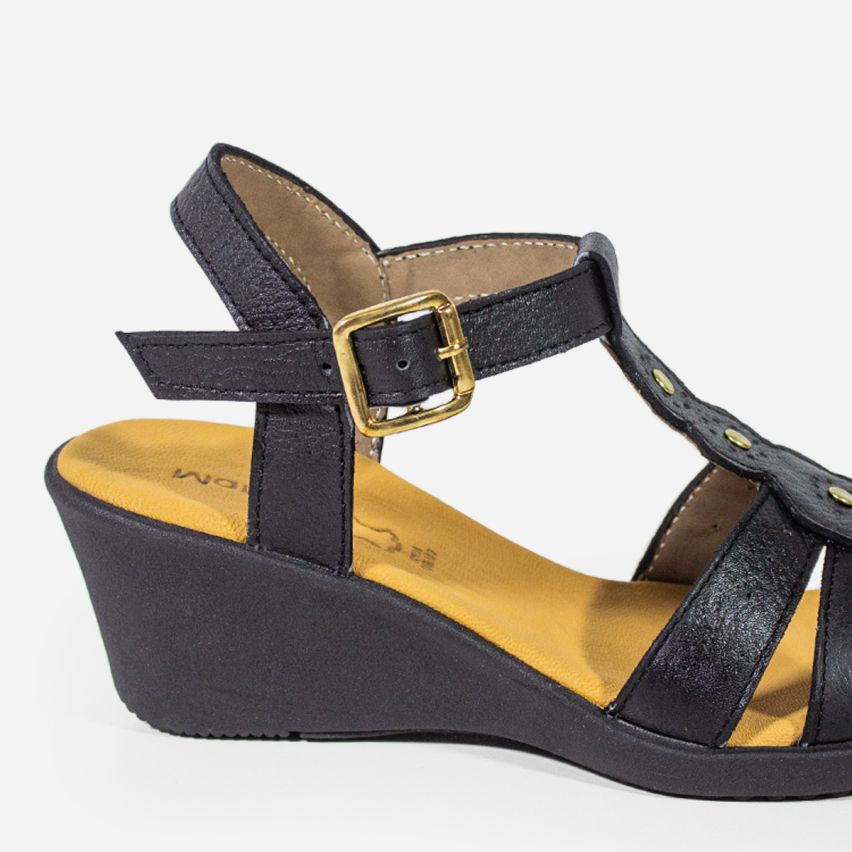 Sandalia Puro Cuero 745 - Negro