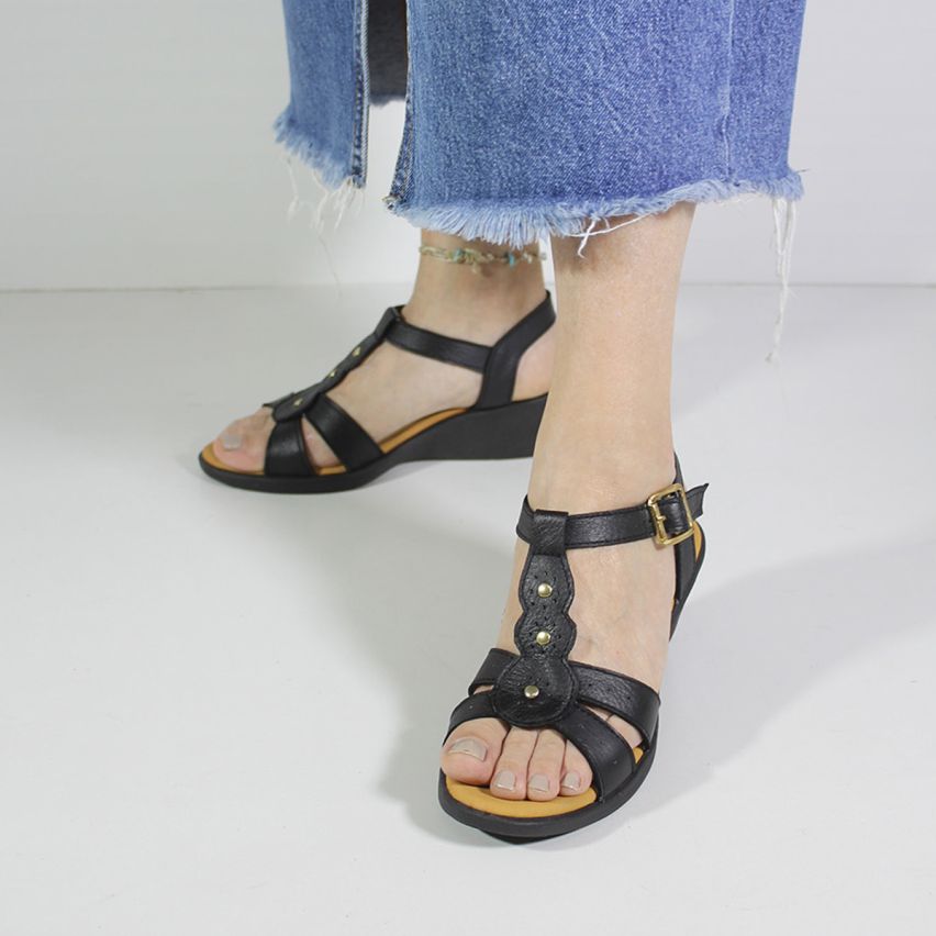 Sandalia Puro Cuero 745 - Negro