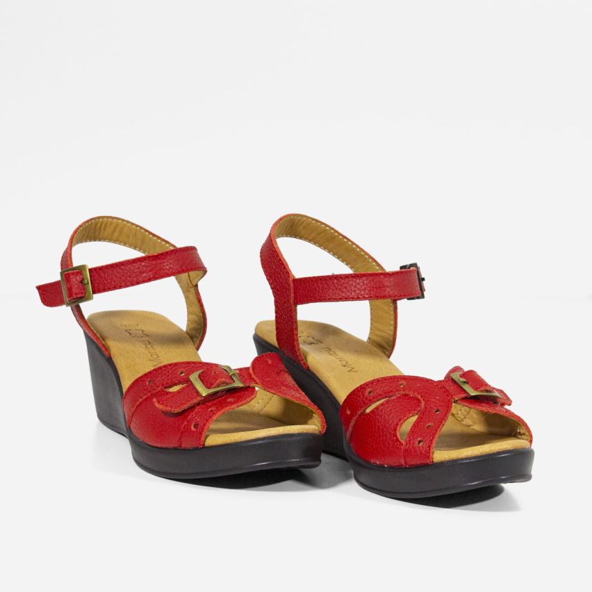 Sandalia Puro Cuero 751 - ROJO