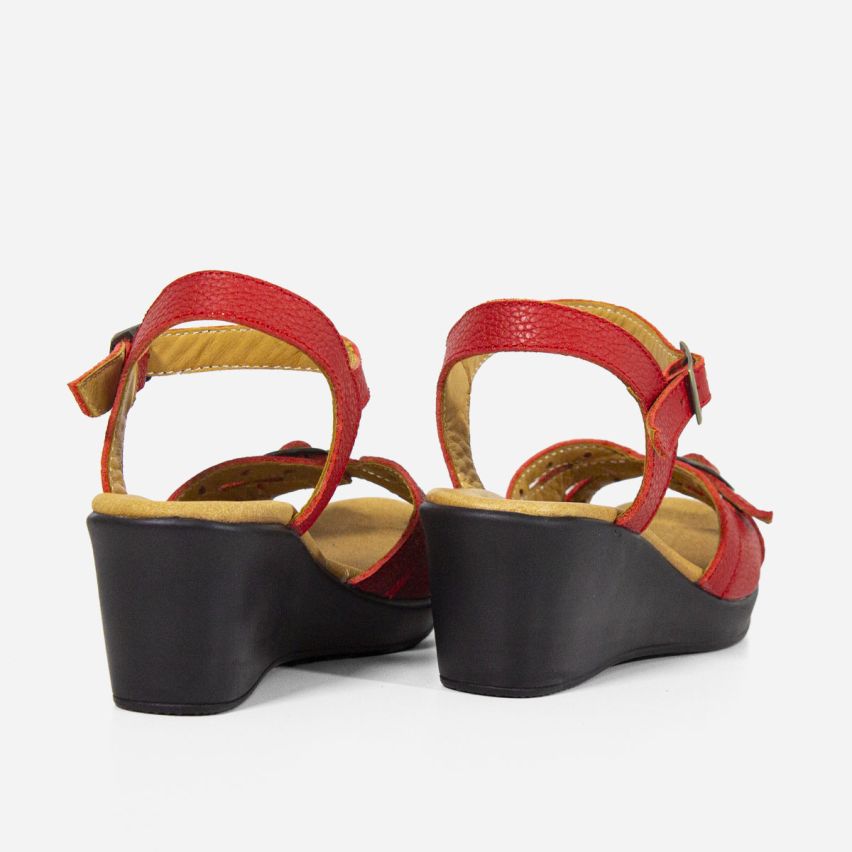 Sandalia Puro Cuero 751 - ROJO