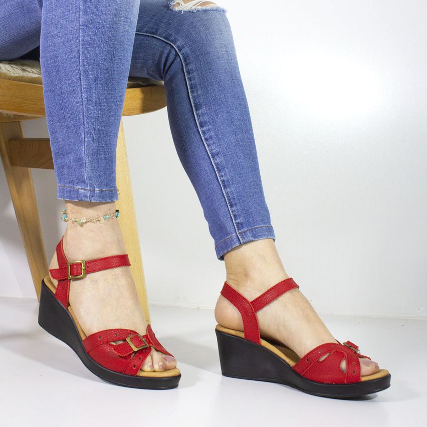 Sandalia Puro Cuero 751 - ROJO