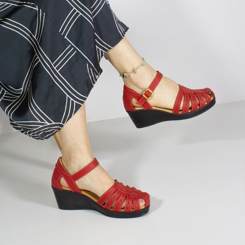 Sandalia Puro Cuero 752 - ROJO