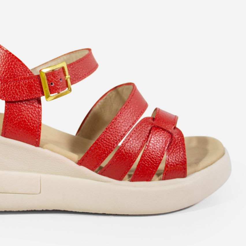 Sandalia Puro Cuero 769  -  Rojo