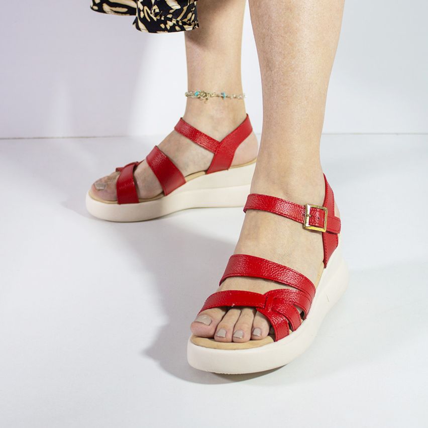 Sandalia Puro Cuero 769  -  Rojo