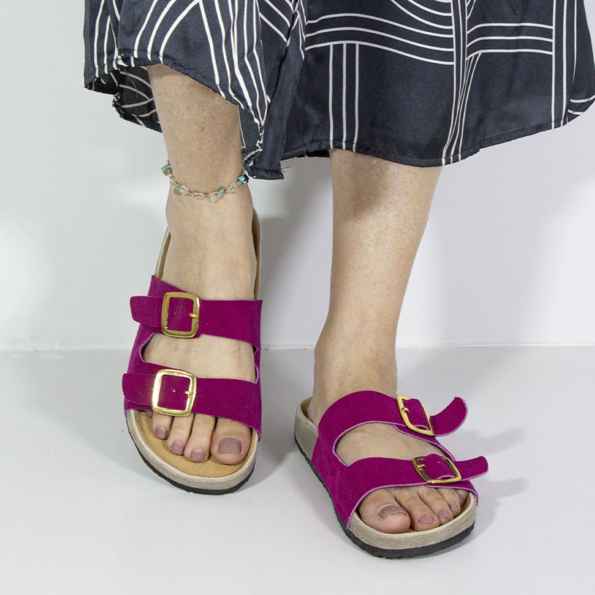 Sandalia Puro Cuero 776 - FUCSIA