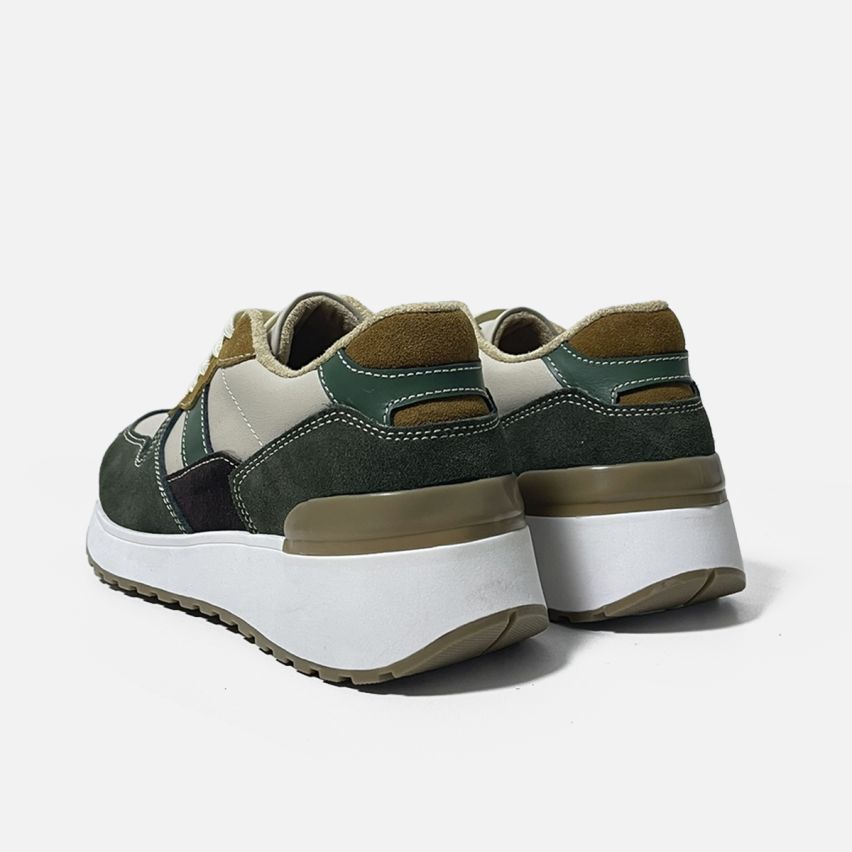 Zapatilla de Puro Cuero 785Hueso Verde